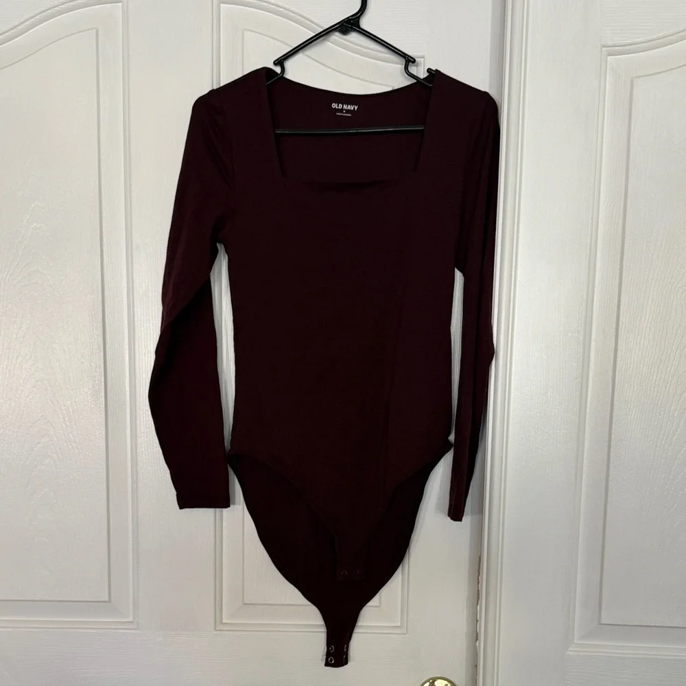 Old Navy Women's Dark Red Long Sleeve Bodysuit - Picture 1 of 4